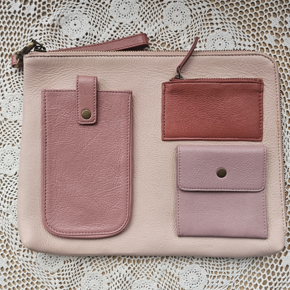 Anthropologie Leather Tech Pouch Wristlet/Clutch Used